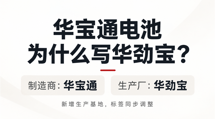 华宝通电池标识调整的名称与角色示意:制造商华宝通,生产厂华劲宝