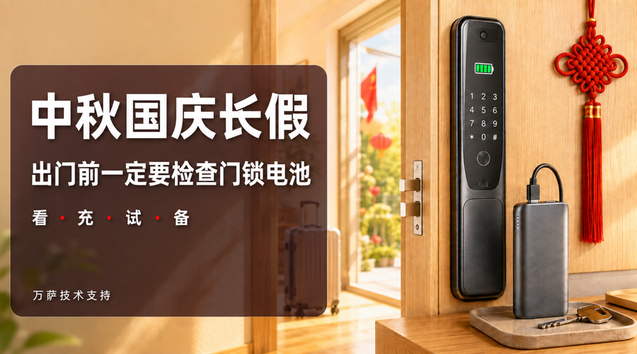 中秋国庆长假出门前检查智能门锁电池的看充试备四步提示